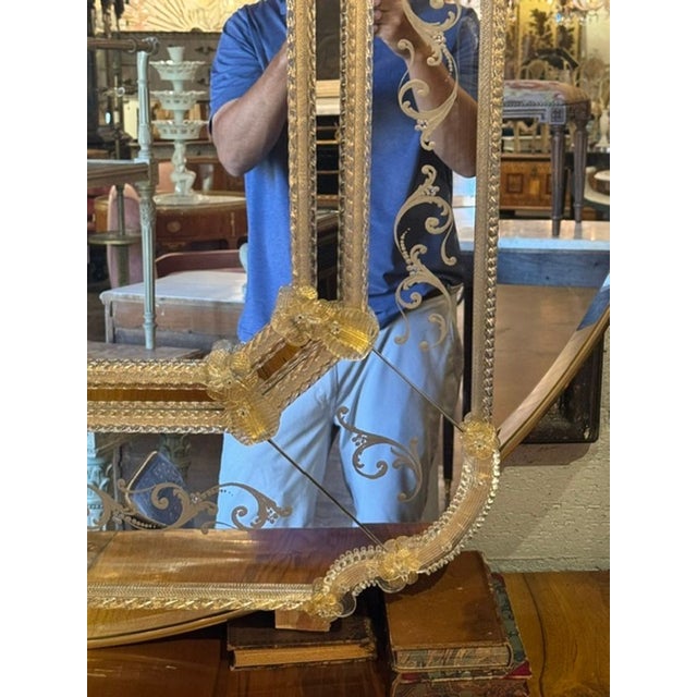 Fine Venetian Gold Etched Glass Mirrors For Sale In Dallas - Image 6 of 7