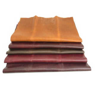 Vintage Hancock & Moore Leather Fabric Remnants - Set of 5 For Sale