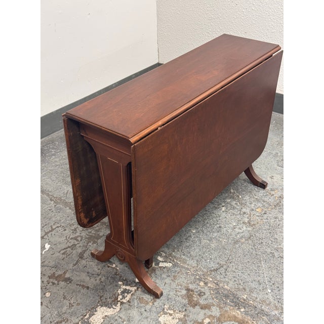 Federal Style Mahogany Drop-Leaf Gateleg Dining Table, Vintage For Sale - Image 10 of 12