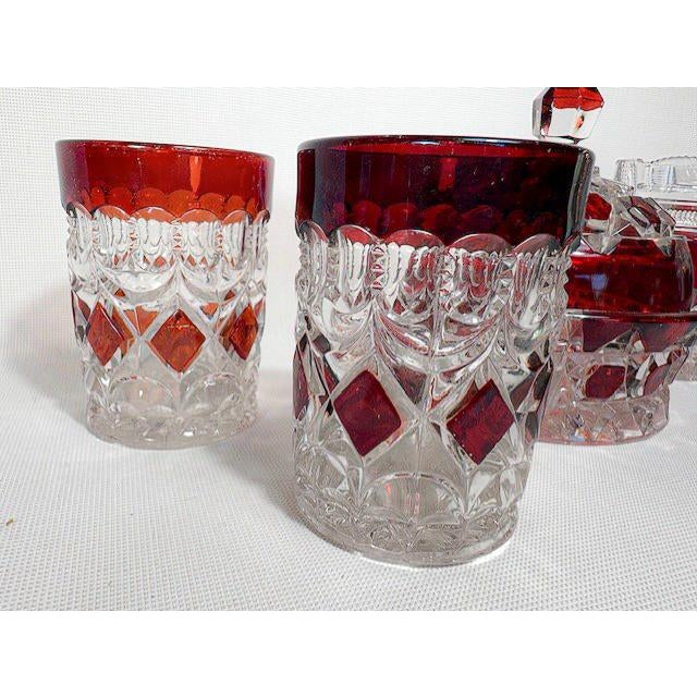Transparent Early American Ruby Glassware Set - 6 Pieces (Thompson Glass Co.) (Duncan & Miller Glass Co.) For Sale - Image 8 of 8