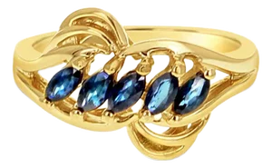 Marquise Sapphire Ring 14k Yellow Gold, Size 5