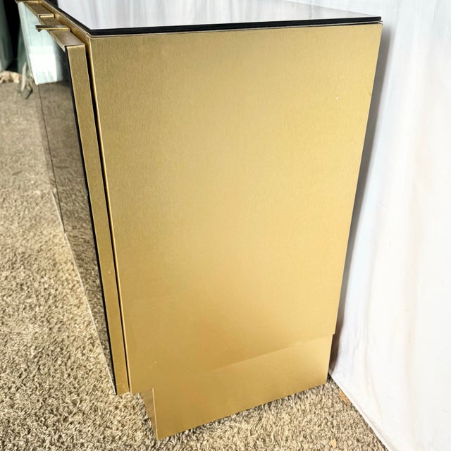 1980s 1980s Postmodern Smoked Mirror and Gold Credenza For Sale - Image 5 of 9