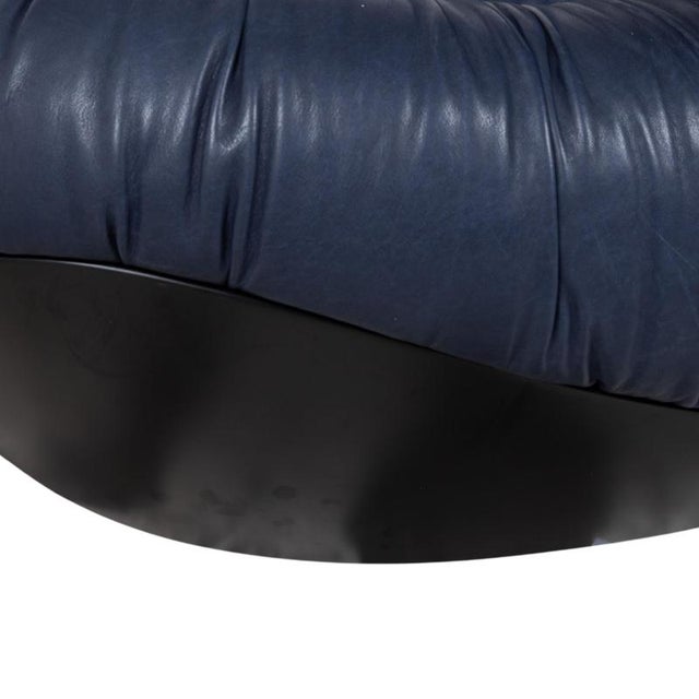 Baxter Barett Leather Armchair Blue For Sale - Image 4 of 13
