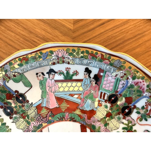 Vintage Chinese Export Famille Rose Porcelain Bowl With Court Scene & Seal Mark For Sale In New York - Image 6 of 8