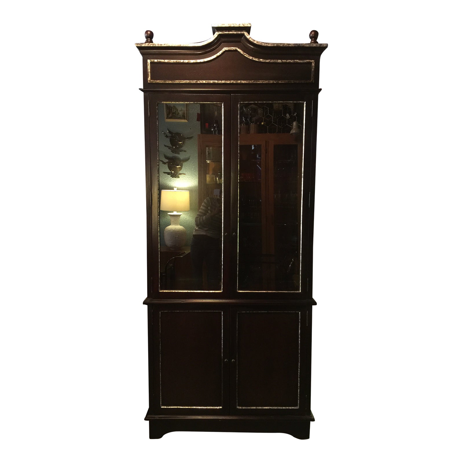 Oly Studio Dominique Tall Glass Front Hutch Cabinet | Chairish