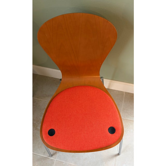 2000 - 2009 Pair (2) MCM Knoll Studio Sprite Orange Molded Plywood Side Chairs For Sale - Image 5 of 16