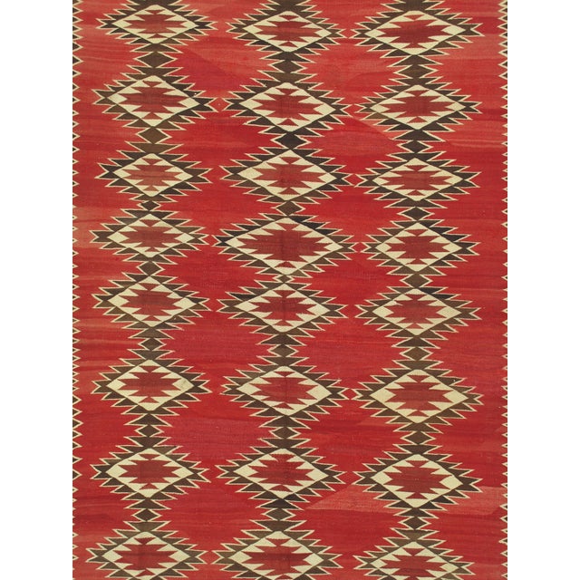Early 20th Century Authentic Navajo Rug Early Red Field Geometric Textile Hand-Spun Wool Circa 1900 For Sale - Image 5 of 18