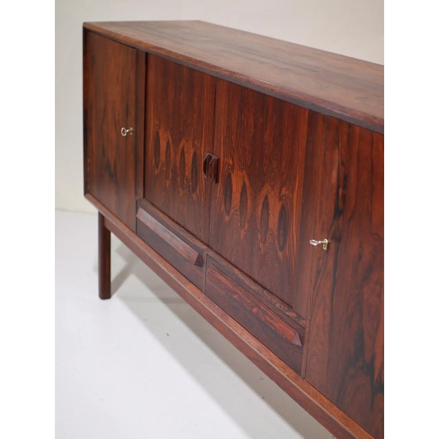 Danish Highboard with Bar and Tambour Doors in Kingwood, 1960s For Sale - Image 6 of 18