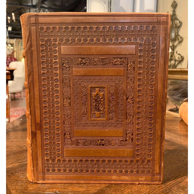 Midcentury French Leather Bound Two-Volume Holy Bible Dated 1953 For Sale - Image 4 of 13