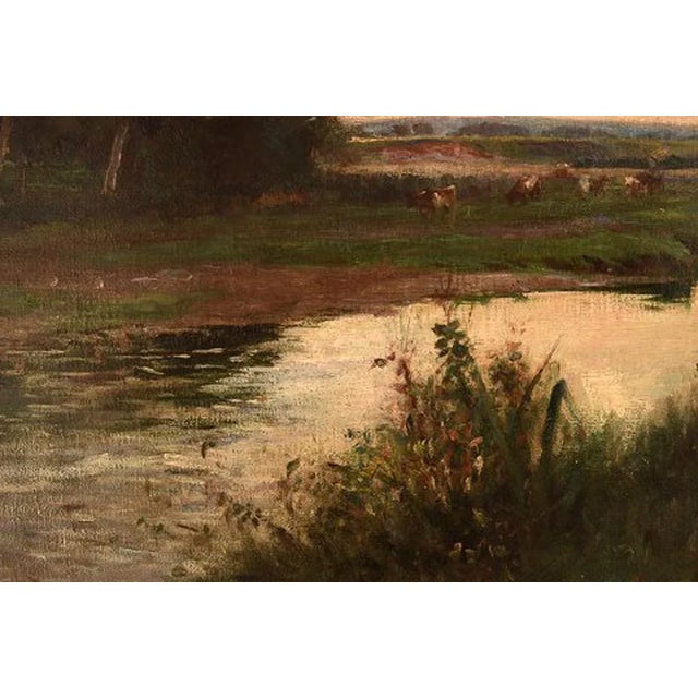 English Landscape with Grazing Cows by Joseph Milne For Sale - Image 6 of 10