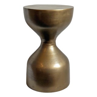 Brass Finish Modern Hourglass Side Table For Sale