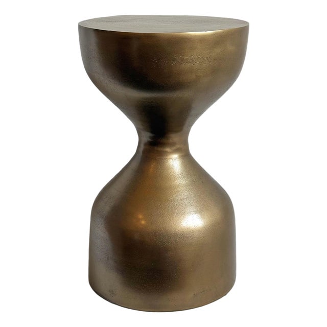 Brass Finish Modern Hourglass Side Table For Sale