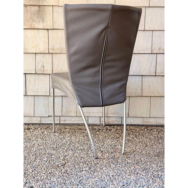 Montis Set of 6 Montis Spica Dining Chairs | Montana Slate Gray Leather For Sale - Image 4 of 5