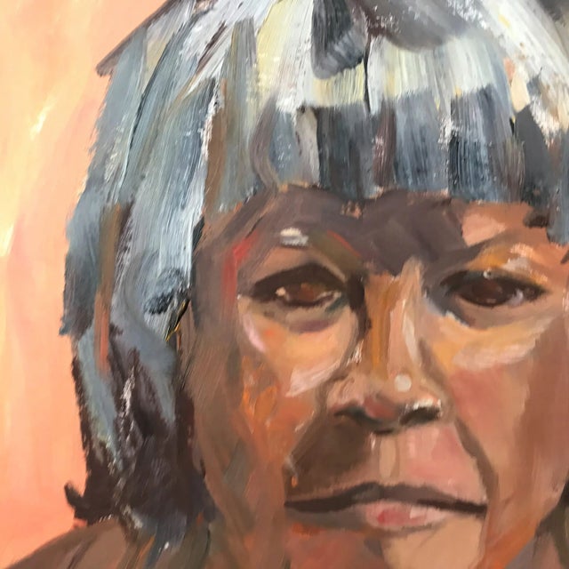 Paint "Retrato De Una Mujer" Contemporary Acrylic Portrait, Framed For Sale - Image 7 of 11