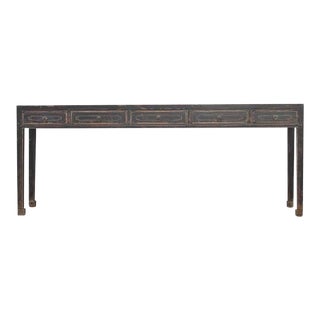 Black 5 Drawers Console Table For Sale