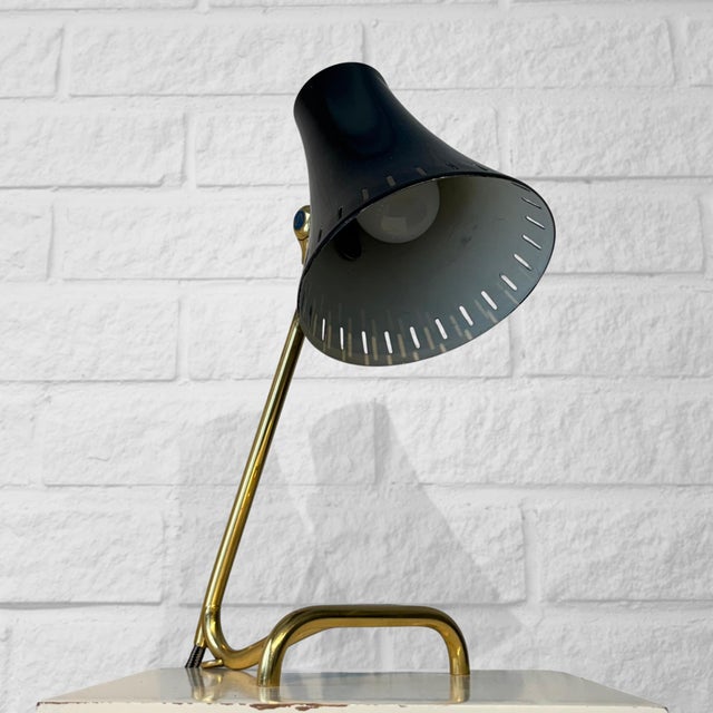 Mid-Century Modern Model 8256 Table Lamp in Brass and Steel, 1950s For Sale - Image 4 of 11