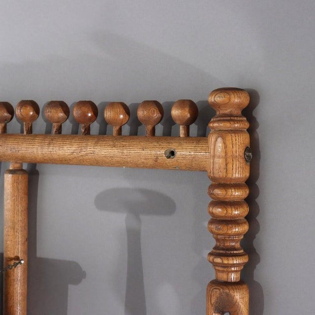 Brown Antique Oak Stick & Ball Hat Rack With Mirror C1920 For Sale - Image 8 of 9