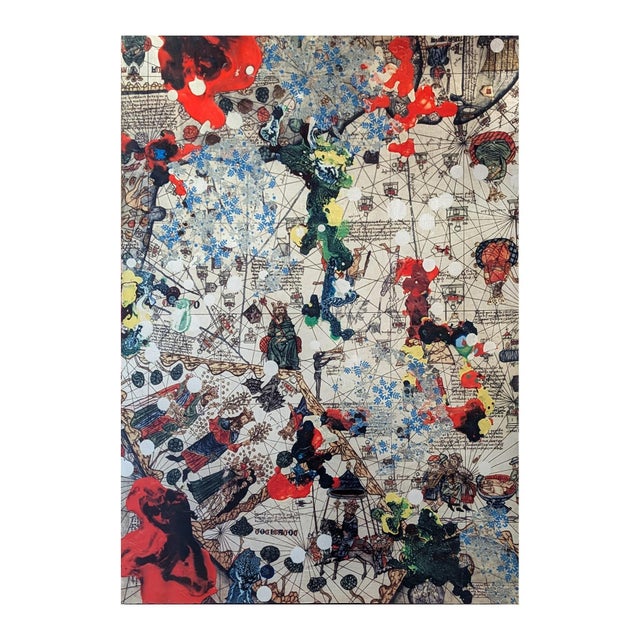 Michael Macedo Meazell "Untitled (Around the World)" Modern Medieval Map Inspired Work on Aluminum, 2012 For Sale - Image 4 of 11