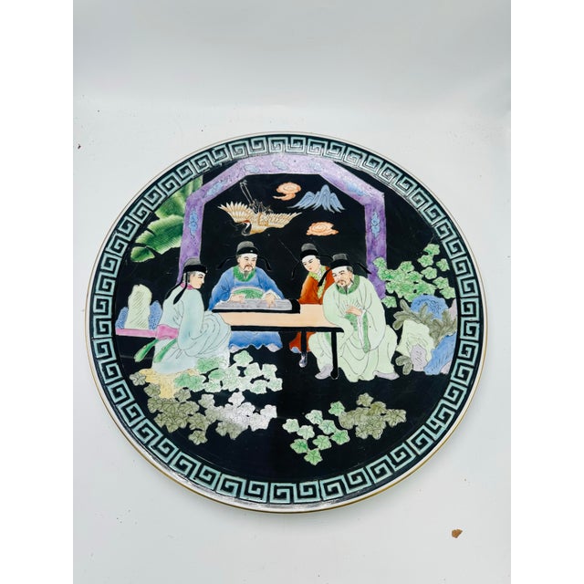 1950s Large Chinoiserie Decorative Platter For Sale - Image 5 of 7