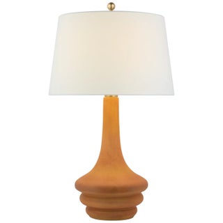 Chapman & Myers by Visual Comfort Signature Wallis Large Table Lamp in Burnt Sienna with Linen Shade For Sale