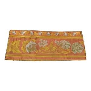 Antique Orange and Red Woven Silk Ribbon Style Textile