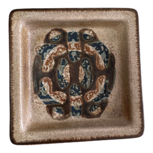 Vintage Signed Lapid Israel Square Ashtray