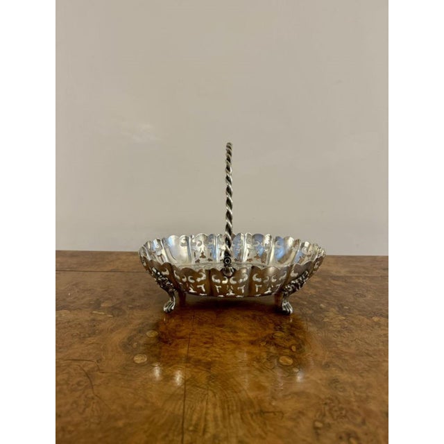 Antique Edwardian Silver Plated Cake Basket, 1900 For Sale - Image 4 of 5