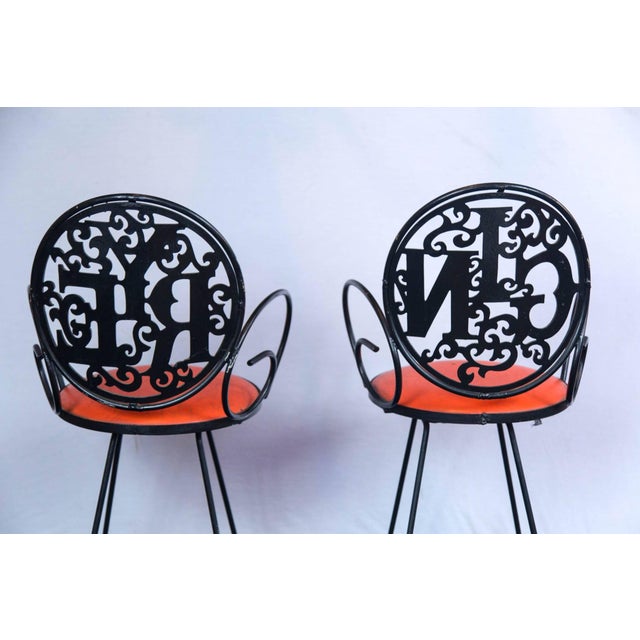 Black 1960s Vintage Arthur Umanoff Bar Stools- a Pair For Sale - Image 8 of 9