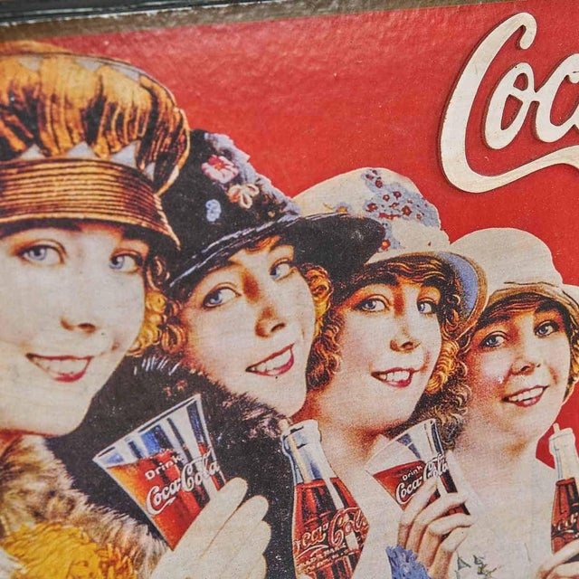 Vintage Coca-Cola Wooden Sign with Frame, 1980s