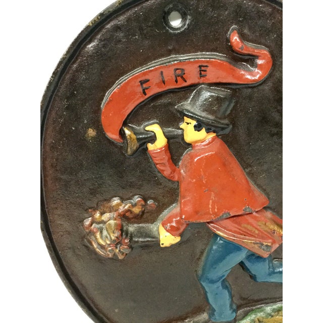 Vintage Wilton Heavy Cast Iron Fireman Fire Department Plaque Chairish