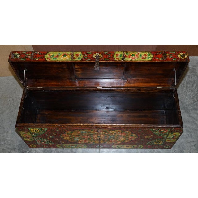 Chinese Hand Painted Linen Trunk For Sale - Image 17 of 18