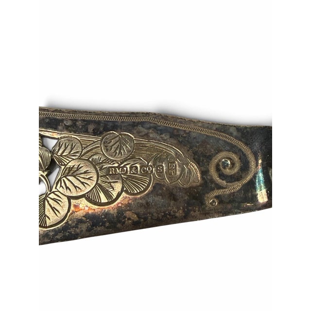 Metal Antique Victorian RMJ & Co Sheffield Engraved Silver-Plate Fish Serving Set For Sale - Image 7 of 10