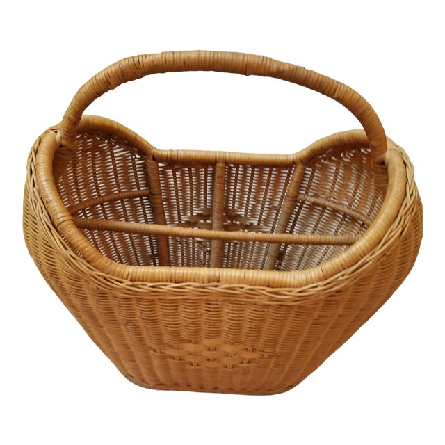 1960s Natural Wicker Magazine Basket Chairish
