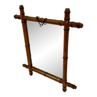 1920s Faux Bamboo/Rattan Framed Antique Mirror For Sale