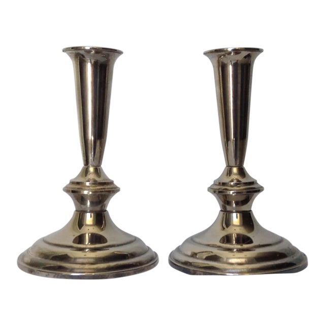 Vintage Silver Plate Gorham Silversmith Co., Candle Holders - A Pair For Sale