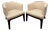 Pair of West Elm Oliver Modern Barrel Chairs in Cream For Sale