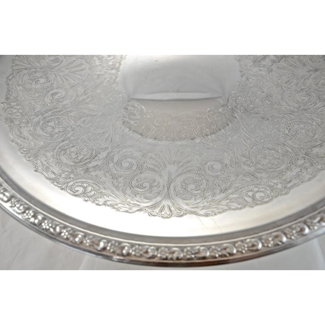 Traditional Mid 20th Century Oversize Chased Silver Tray For Sale - Image 3 of 4