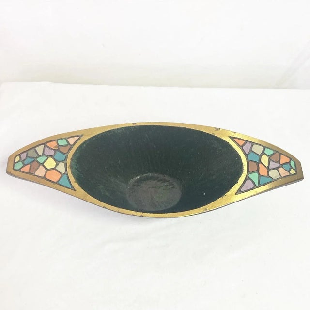 1960s Mid-Century Modern Solid Brass Enameled Dish/Tray For Sale - Image 5 of 7