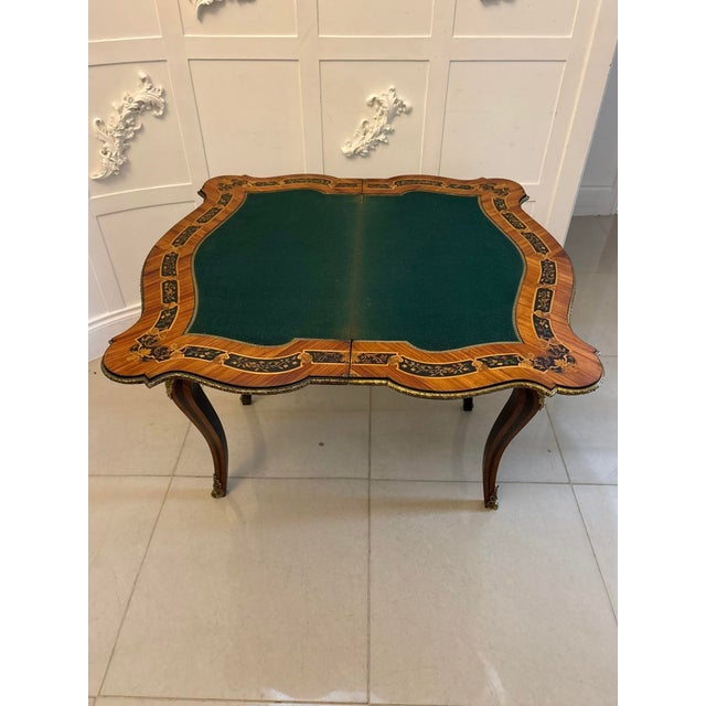 Antique French Louis XV Style Kingwood Marquetry Card or Console Table, 1860s For Sale - Image 7 of 18