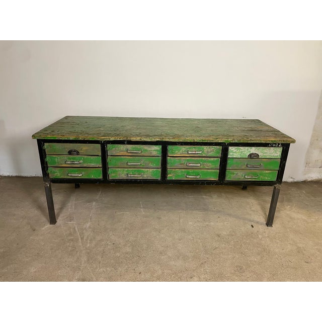 Industrial Workbench in Wood For Sale - Image 6 of 6