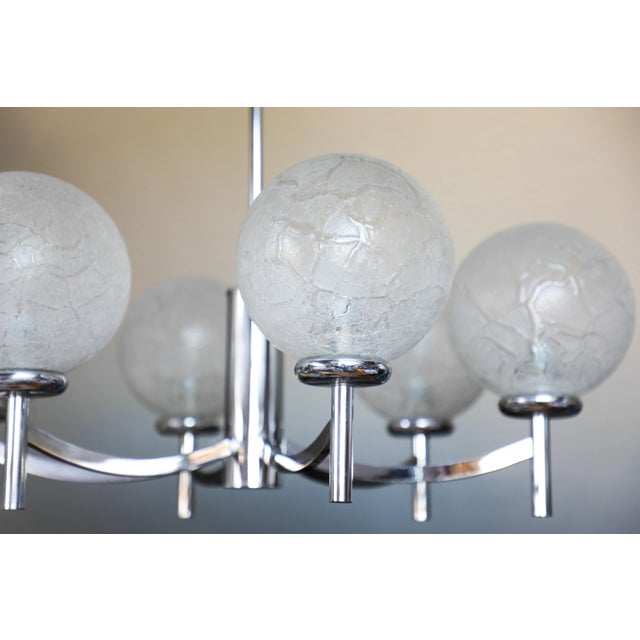 Vintage German Chrome and Glass Chandelier, 1970s For Sale - Image 9 of 13