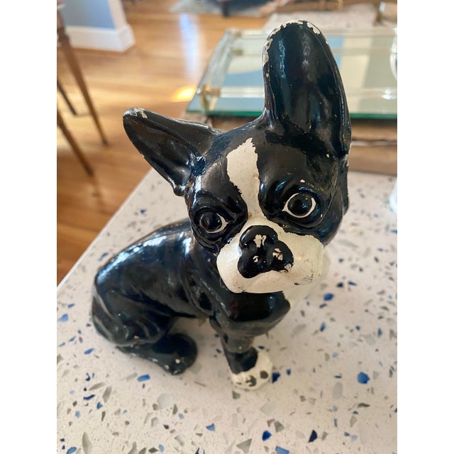 1938 Iron Boston Terrier Dog / French Bulldog Metal Statue Doorstop For Sale - Image 10 of 12
