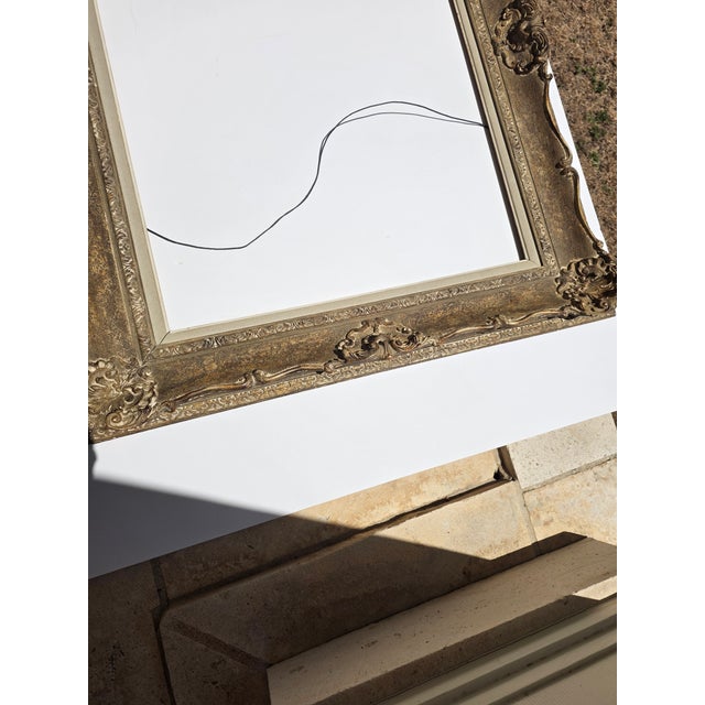 Antique Wood Frame With Carved Gesso Details and Painted Finish For Sale - Image 11 of 18