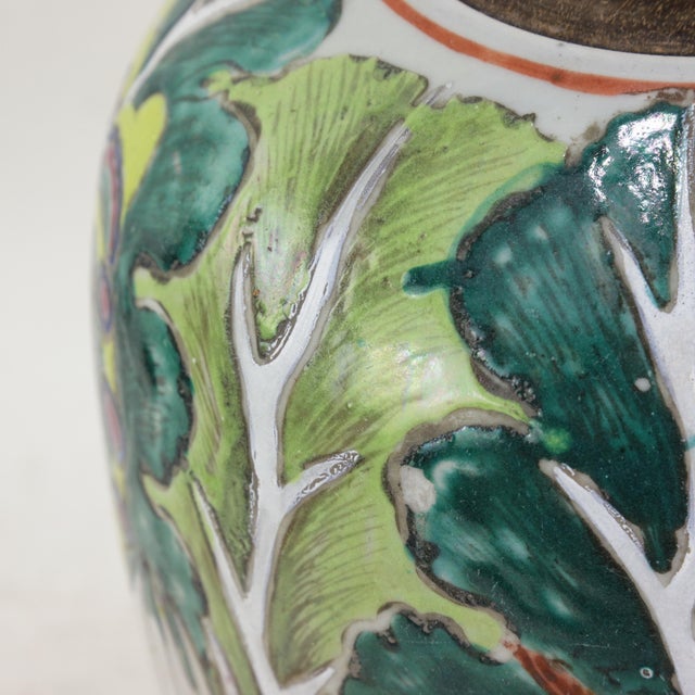 Antique Chinese Famille Rose Bok Choy Porcelain Table Lamp With Cabbage Leaf and Butterfly Motif For Sale - Image 14 of 16