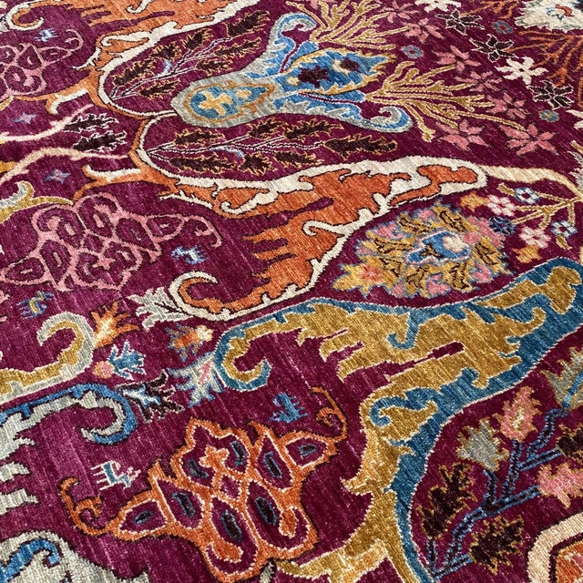 Fine Burgundy Persian Bakhshayesh Hand-Knotted Wool Rug - 8' X 9'11" For Sale - Image 6 of 12