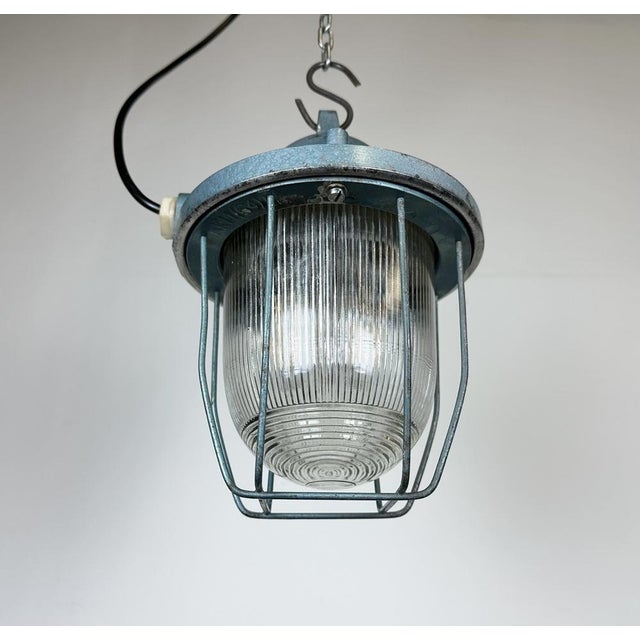 Metal Blue Industrial Bunker Light from Polam Gdansk, 1970s, 1960s For Sale - Image 7 of 15