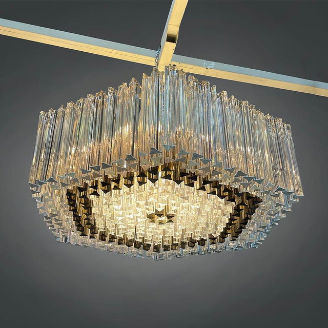 Italian mid-century modern murano glass chandelier by paolo venini, 1950s chandelier with diffuser composed of numerous...