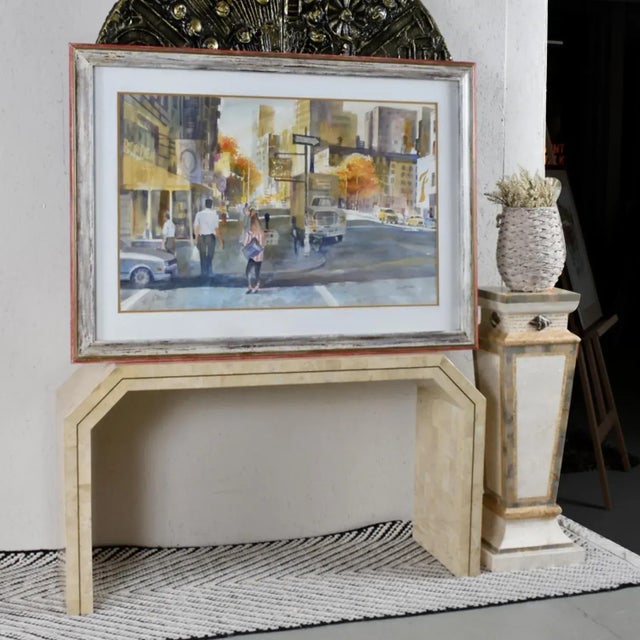 Absolutely masterful watercolor street scene painting by James C. Borden (1928-2013). Prepare to be awestruck when you lay...