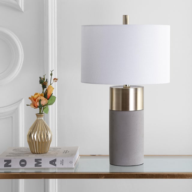 Modern Table Lamp in Grey and Brass - a Pair For Sale - Image 4 of 8