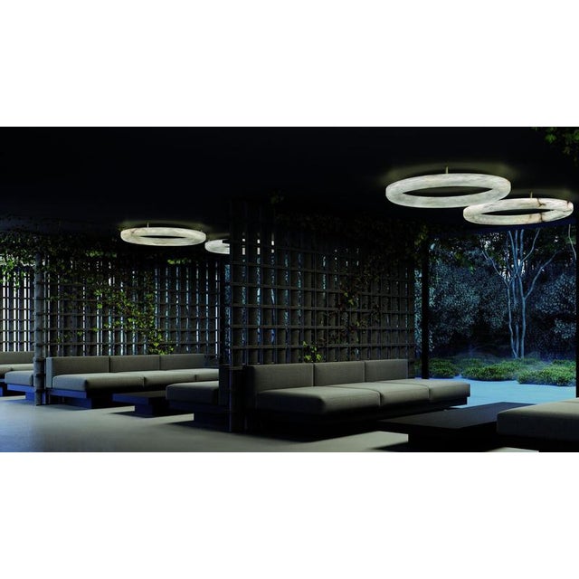 Not Yet Made - Made To Order Halo with Pipe 100 Pendant Lamp by United Alabaster For Sale - Image 5 of 18